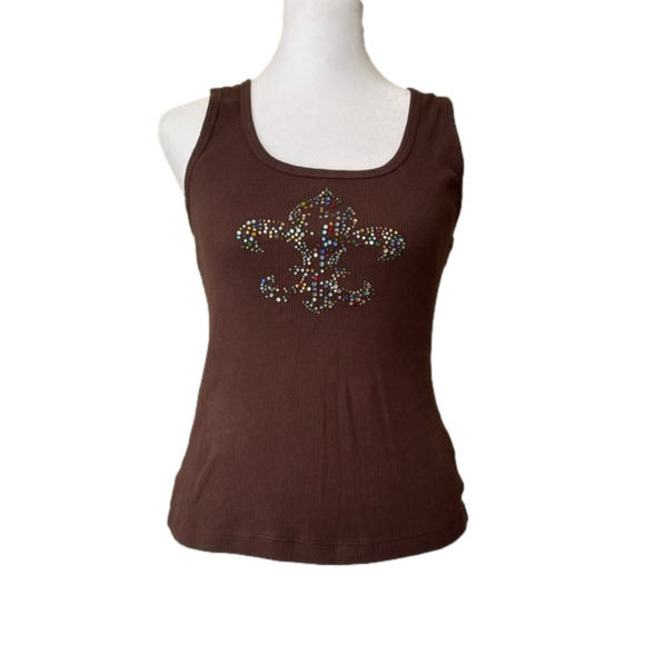 Vocal Ribbed Tank Top Fleur De Lis Design - Picture 1 of 8